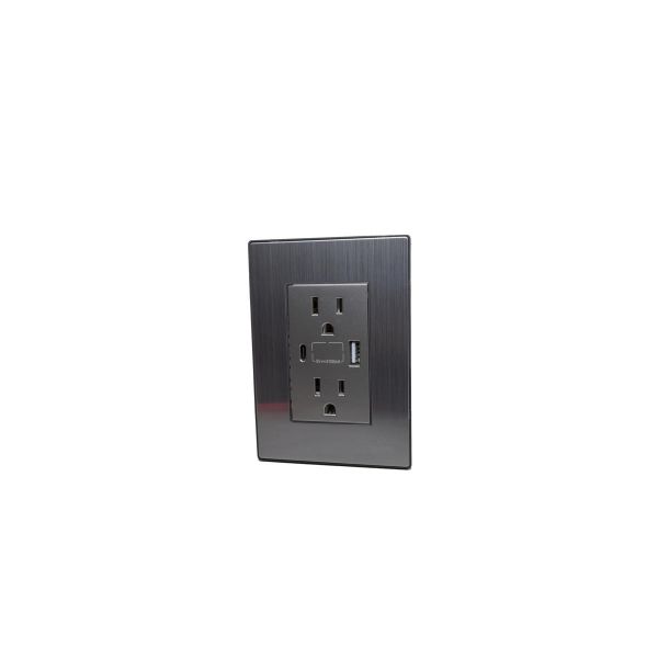 Imagen de TOMA DOBLE+USB+TIPO C INOX IGOTO