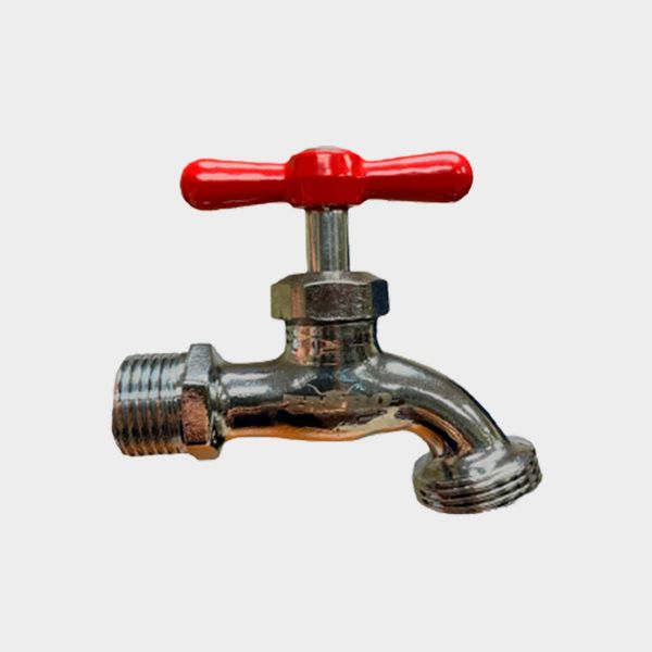 Imagen de LLAVE CHORRO CROM MANGO ROJO