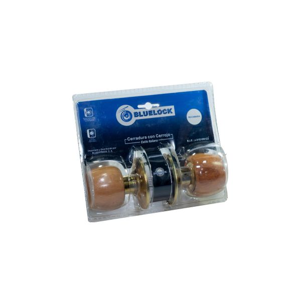 Imagen de CERRADURA POMO MADERA CLARA BLUELOCK