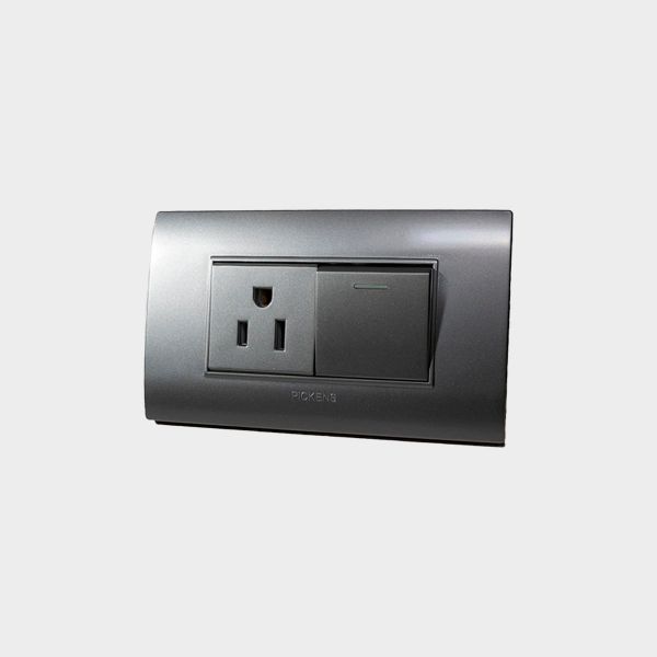 Imagen de INTERRUPTOR SENCILLO 1 TOMA 2P PLATEADO