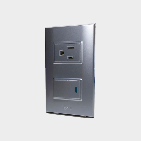 Imagen de INTERRUPTOR+TOMA C/TIERRA PLATA-B IGOTO