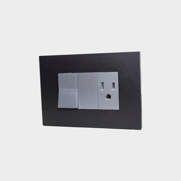 Imagen de INTERRUPTOR+TOMA C/TIERRA NEGRO-Z IGOTO